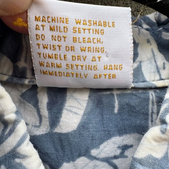 Go Barefoot Vintage Hawaiian Shirt Mens L Blue Floral Print Cotton Short Sleeve - Picture 12 of 12